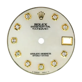 Rolex DateJust 31mm Mother of Pearl/Yellow Gold Diamond Hour Markers Custom Dial