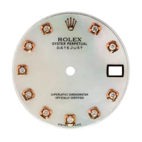 Rolex DateJust 31mm Mother Pearl/Rose Gold Diamond Hour Markers Custom Dial
