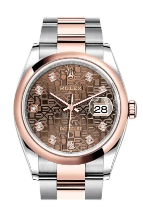 Rolex Datejust 36 Chocolate Jubilee Dial Men's Steel and 18k Everose Gold Oyster Watch 126201CHJDO