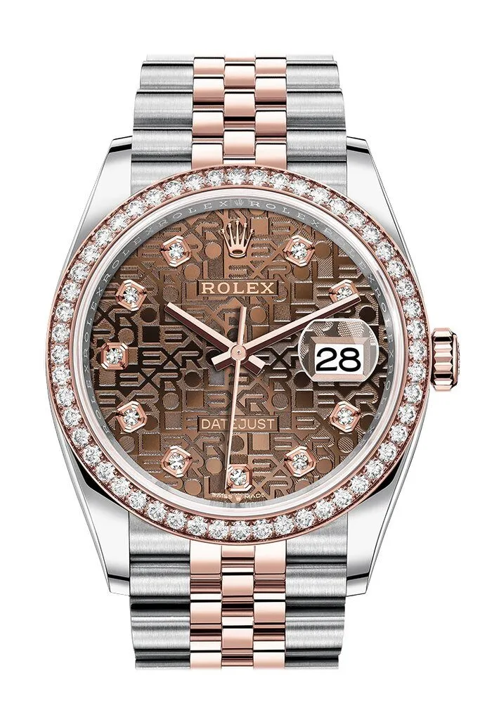 Rolex Datejust 36 Chocolate Jubilee Diamond Dial Men's Steel and 18k Everose Gold Jubilee Watch 126281CHJDJ