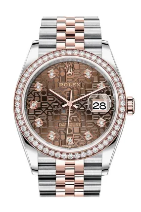 Rolex Datejust 36 Chocolate Jubilee Diamond Dial Men's Steel and 18k Everose Gold Jubilee Watch 126281CHJDJ