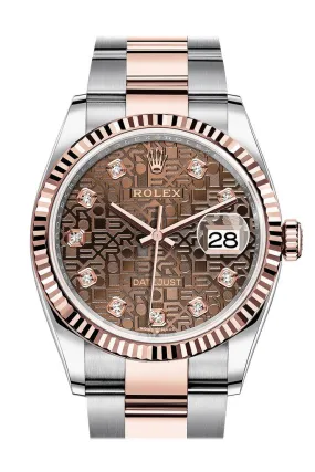 Rolex Datejust 36 Chocolate Jubilee Diamond Dial Men's Steel and 18kt Everose Gold Oyster Watch 126231CHJDO