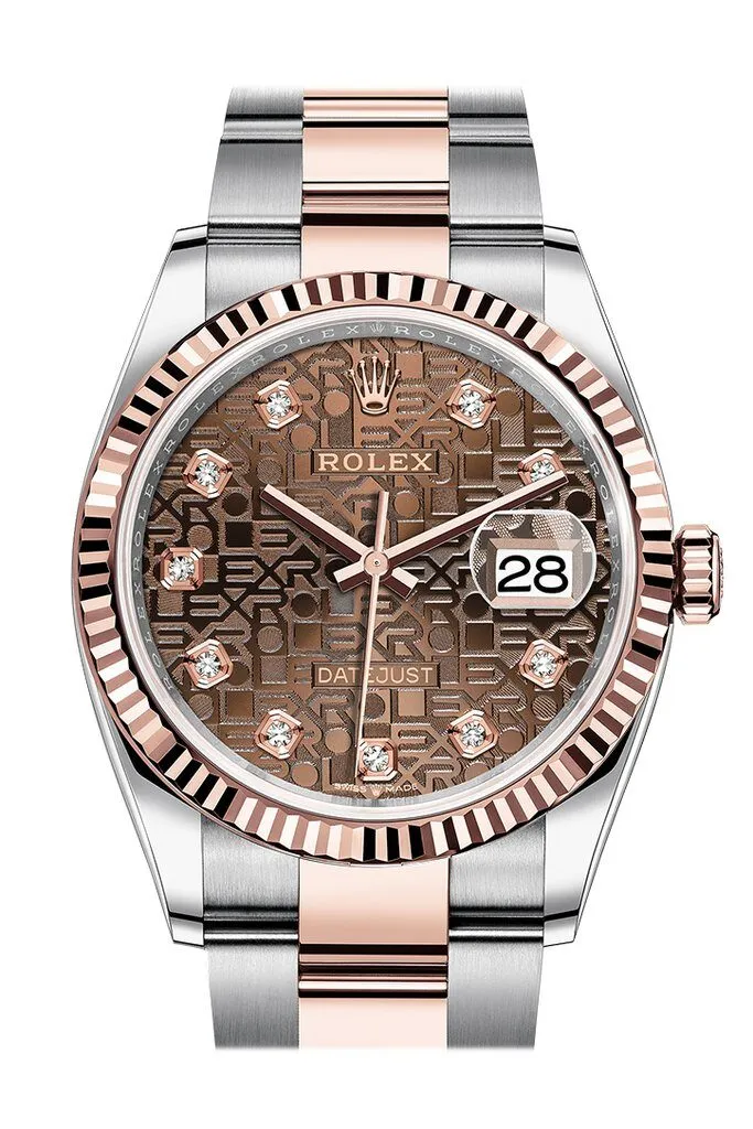 Rolex Datejust 36 Chocolate Jubilee Diamond Dial Men's Steel and 18kt Everose Gold Oyster Watch 126231CHJDO