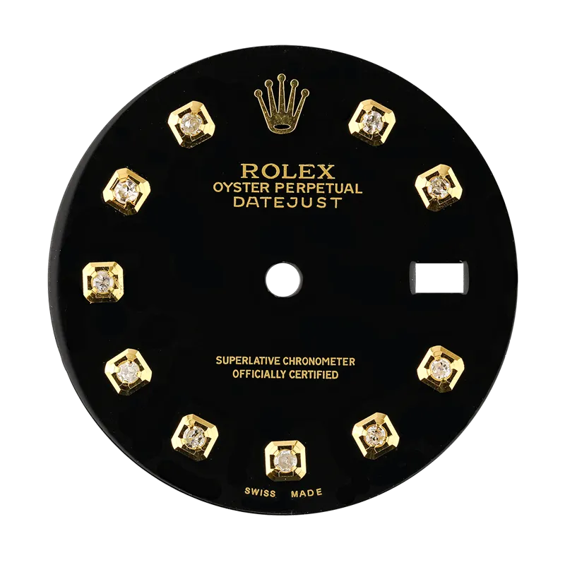Rolex DateJust 36mm Black/ Gold Diamond Hour Markers Custom Dial