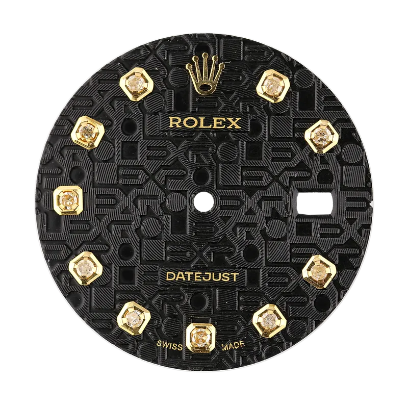Rolex DateJust 36mm Black Pattern/Diamond Hour Markers Custom Dial