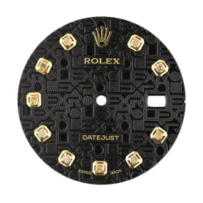 Rolex DateJust 36mm Black Pattern/Diamond Hour Markers Custom Dial