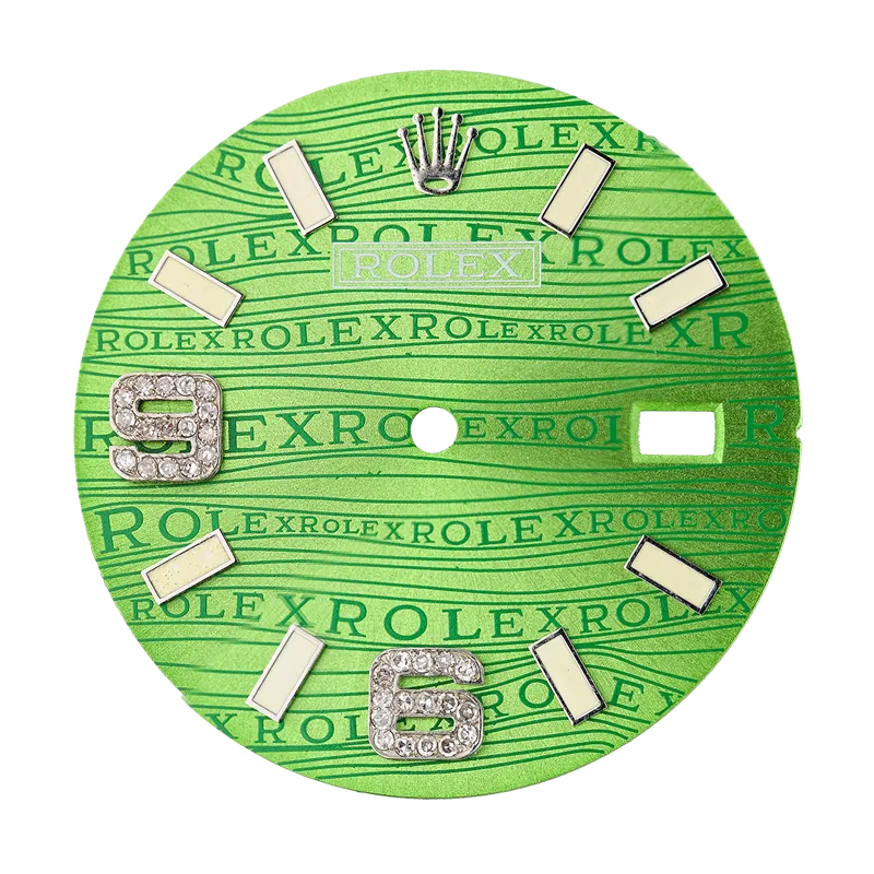 Rolex DateJust 36mm Green Print Diamond Numerals Custom Dial