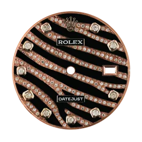 Rolex DateJust 36mm Rose Gold Zebra Design Diamond Set Custom Dial