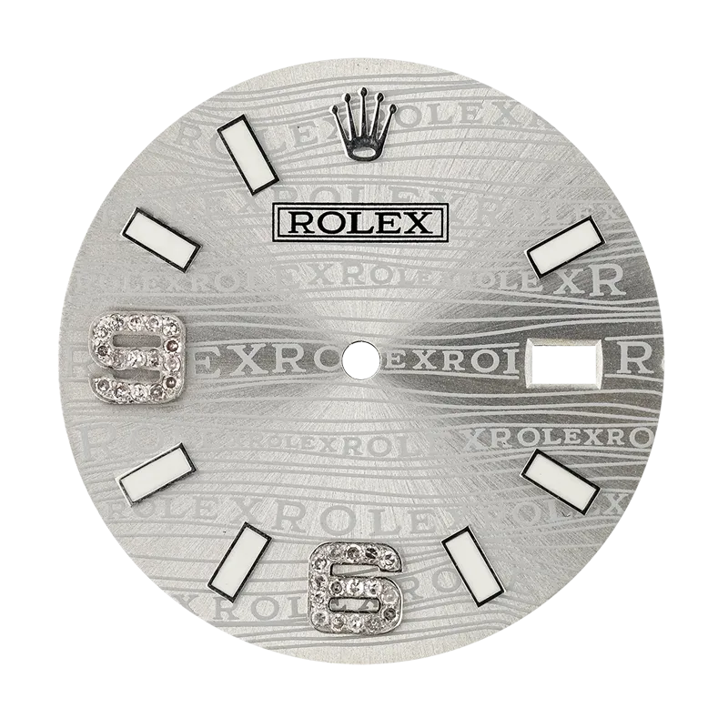 Rolex DateJust 36mm Silver Print Diamond Numerals Custom Dial