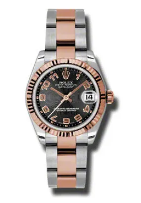 Rolex Datejust Lady 31 Black Concentric Circle Dial Stainless Steel and 18K Everose Gold Oyster Bracelet Automatic Watch 178271BKCAO
