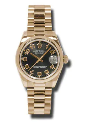 Rolex Datejust Lady 31 Black Dial 18K Everose Gold President Automatic Ladies Watch 178245BKAP