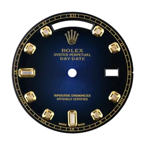 Rolex Day-Date 36mm Dark Blue/ Diamond Hour Markers Custom Dial