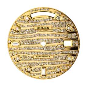 Rolex Day-Date 41mm Gold Wave Design Diamond Set Custom Dial