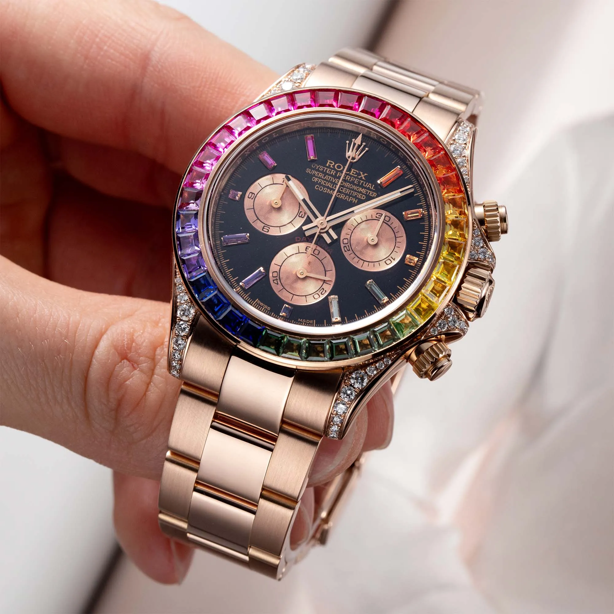 Rolex Daytona 18ct Everose Gold Custom Rainbow 116505