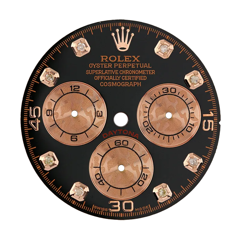Rolex Daytona Black/Rose Gold Diamond Hour Markers Custom Dial