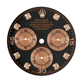 Rolex Daytona Black/Rose Gold Diamond Hour Markers Custom Dial