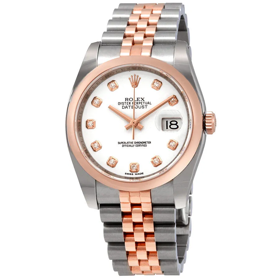 Rolex Oyster Perpetual Datejust 36 White Dial Stainless Steel and 18K Everose Gold Jubilee Bracelet Automatic Men's Watch 116201WDJ