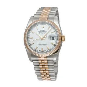 Rolex Oyster Perpetual Datejust 36 White Dial Stainless Steel and 18K Everose Gold Jubilee Bracelet Automatic Men's Watch 116231WSJ
