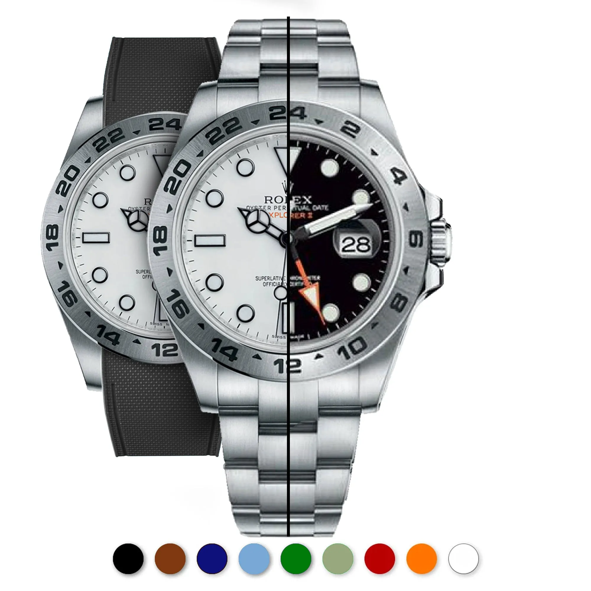 Rolex – R strap Premium - Bracelet-montre caoutchouc motif cordura pour Explorer II 42mm (216570) & bracelet Oyster
