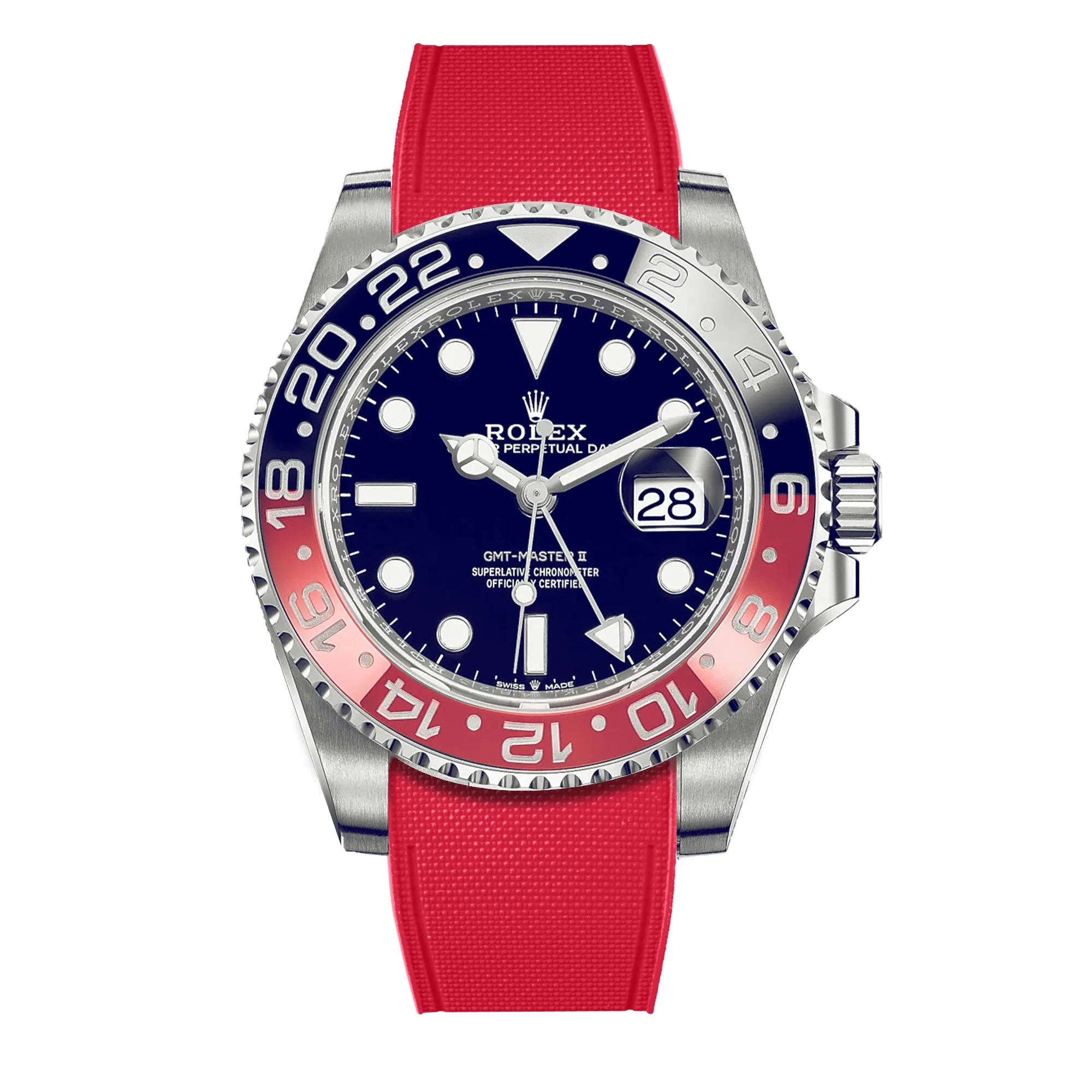Rolex – R strap Premium - Bracelet-montre caoutchouc motif cordura pour GMT Master II céramique & bracelet Jubilé