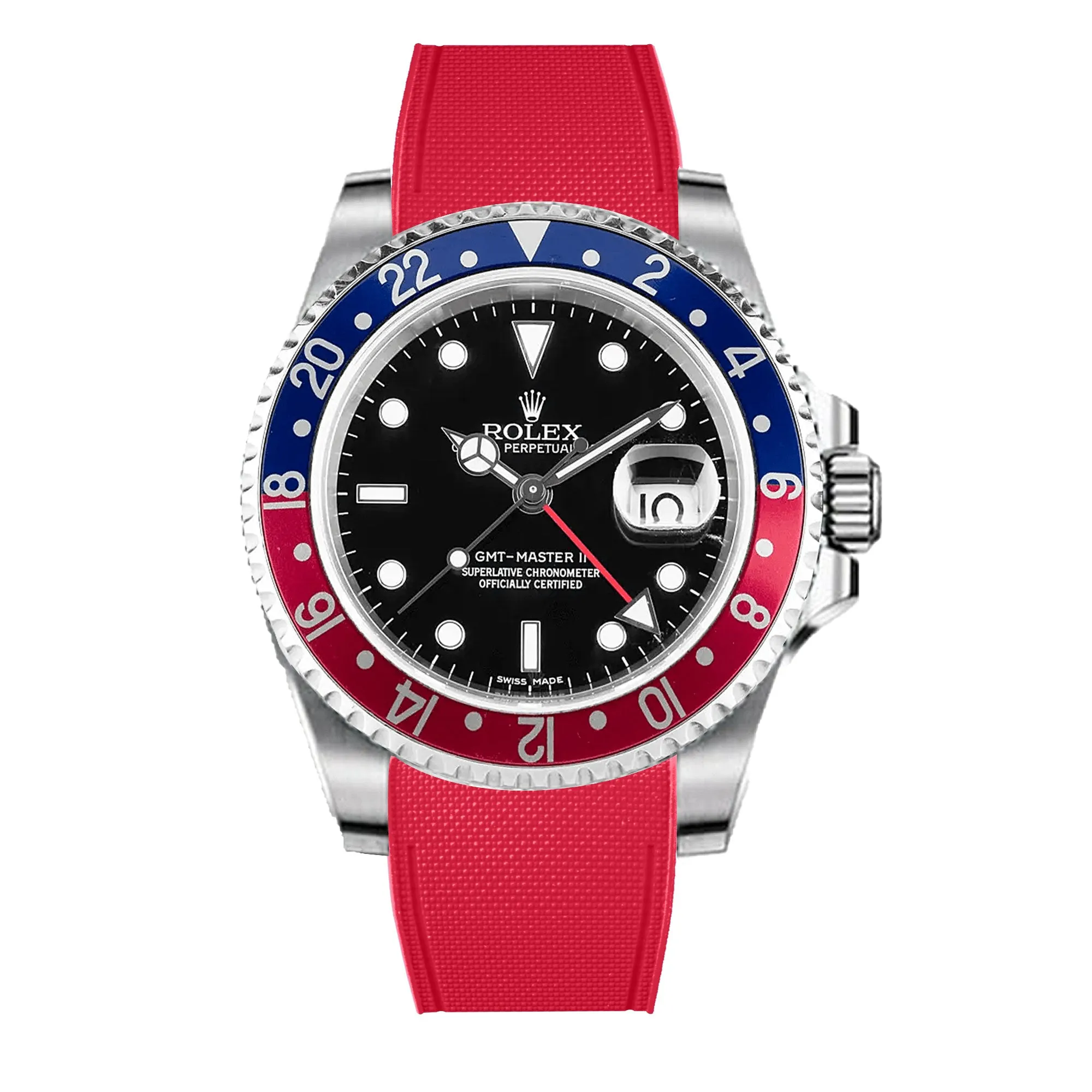 Rolex – R strap Premium - Bracelet-montre caoutchouc motif cordura pour GMT Master II non-céramique & bracelet Jubilé