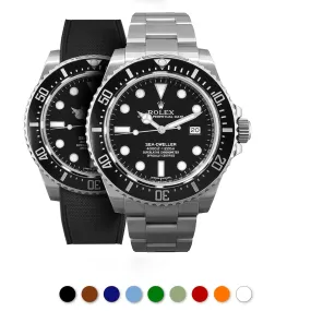 Rolex – R strap Premium - Bracelet-montre caoutchouc motif cordura pour Sea Dweller 4000, 40mm ceramique & boucle Glidelock