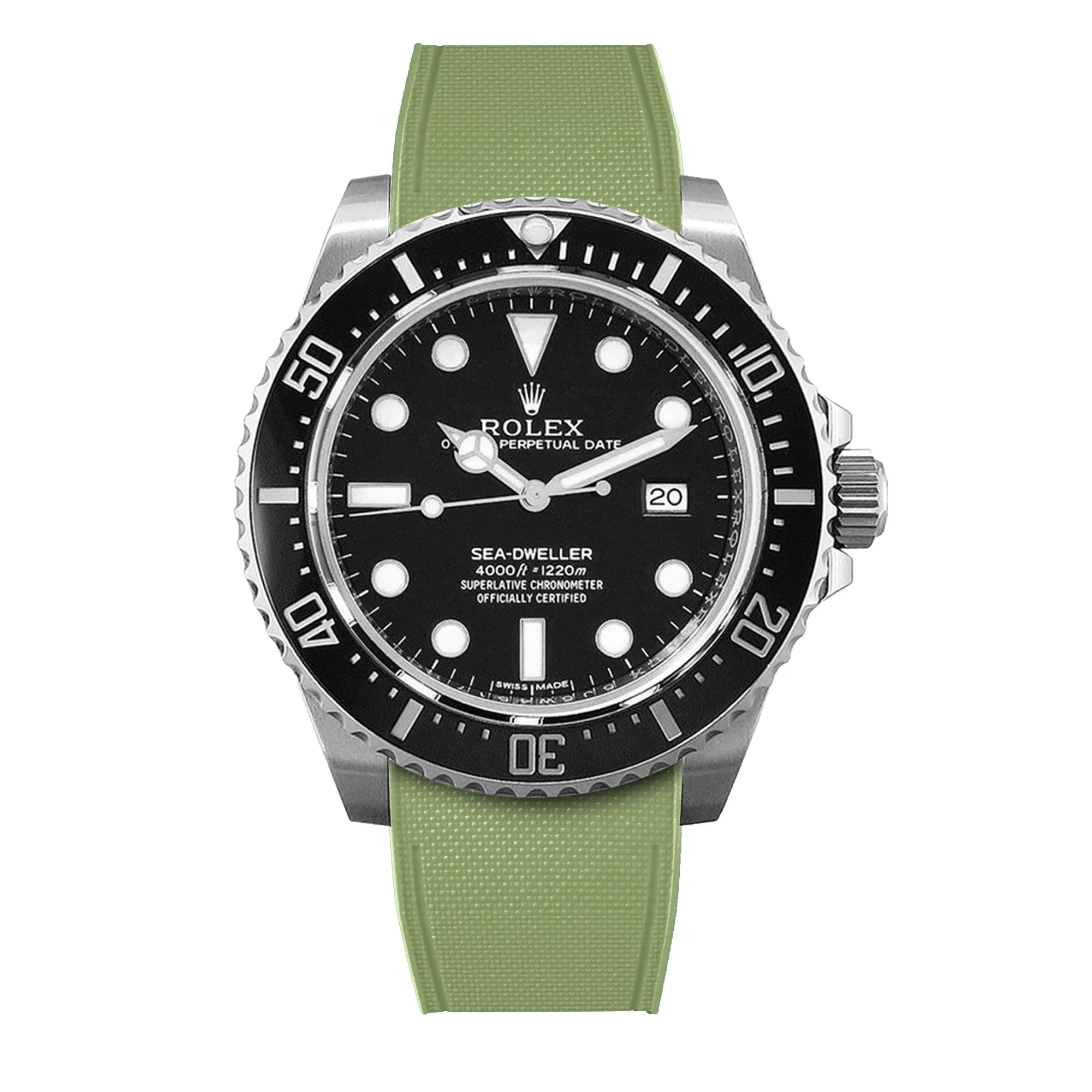 Rolex – R strap Premium - Bracelet-montre caoutchouc motif cordura pour Sea Dweller 4000, 40mm ceramique & boucle Glidelock