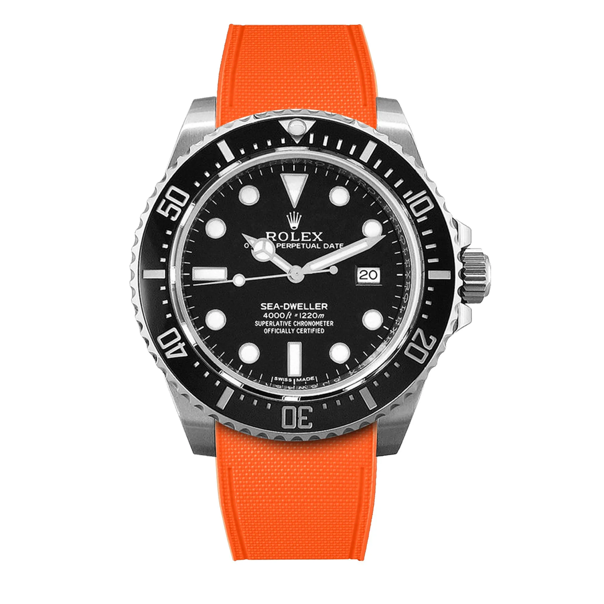 Rolex – R strap Premium - Bracelet-montre caoutchouc motif cordura pour Sea Dweller 4000, 40mm ceramique & boucle Glidelock
