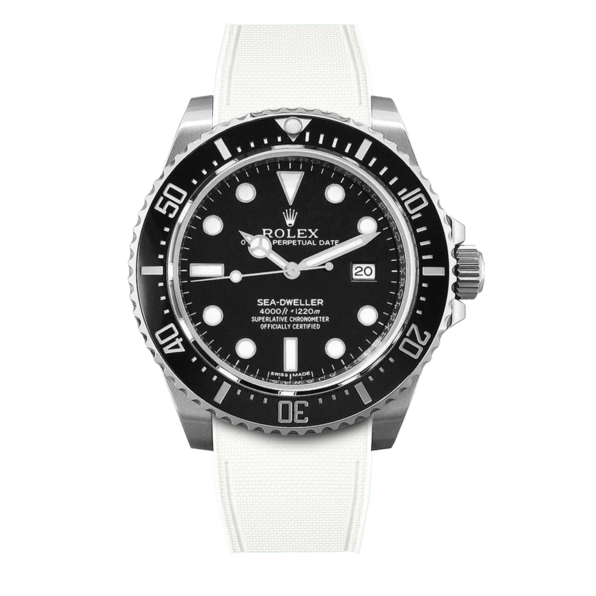 Rolex – R strap Premium - Bracelet-montre caoutchouc motif cordura pour Sea Dweller 4000, 40mm ceramique & boucle Glidelock