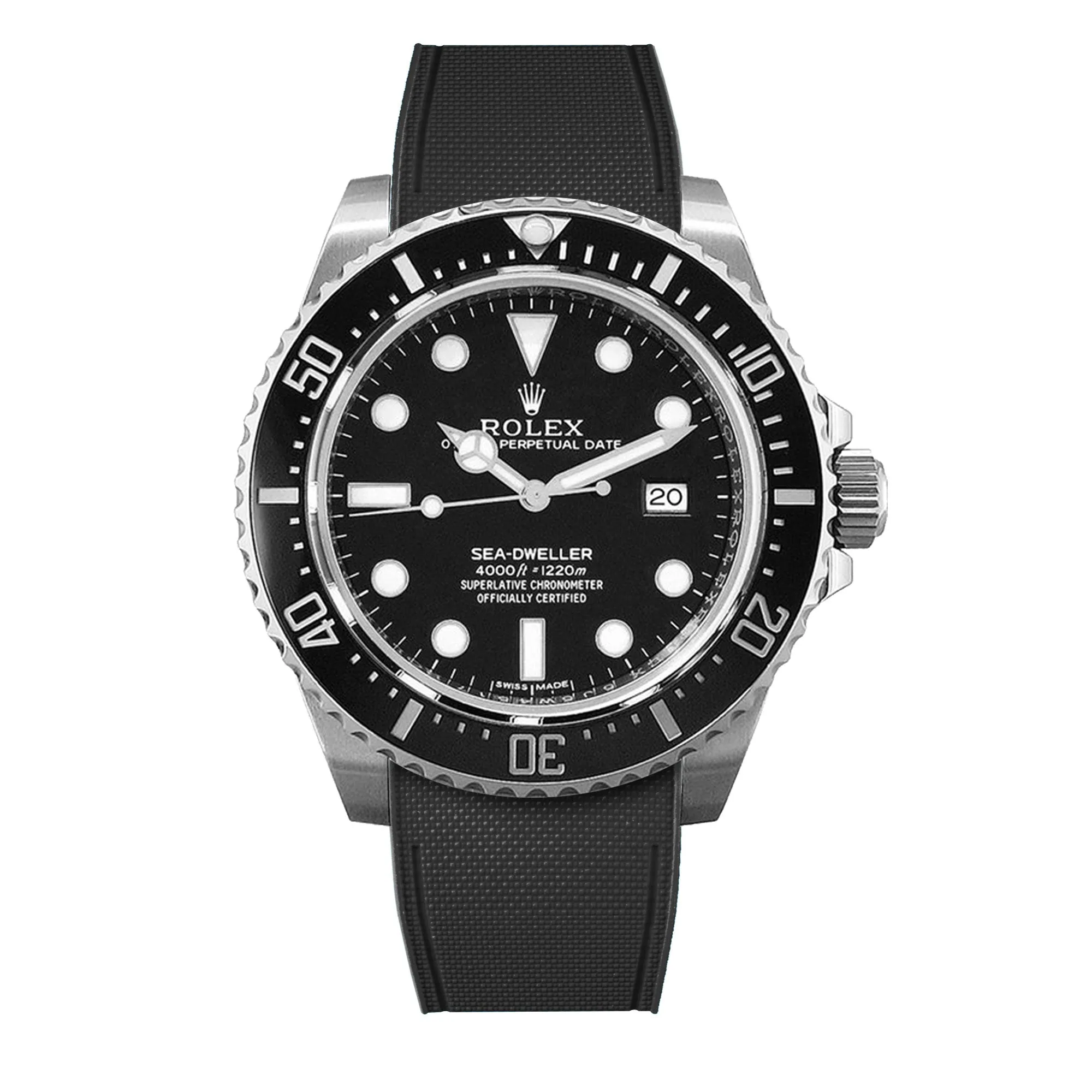 Rolex – R strap Premium - Bracelet-montre caoutchouc motif cordura pour Sea Dweller 4000, 40mm ceramique & boucle Glidelock