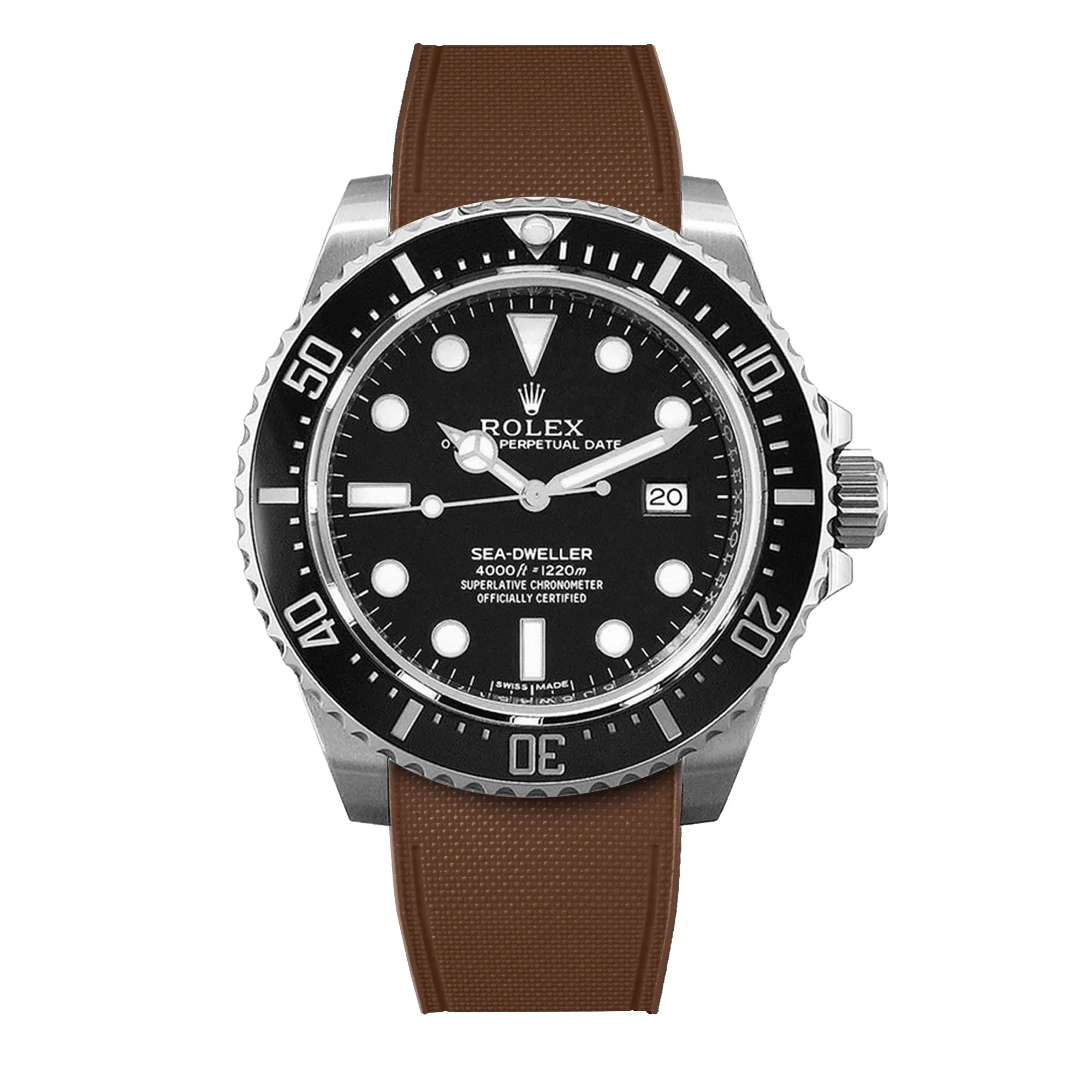 Rolex – R strap Premium - Bracelet-montre caoutchouc motif cordura pour Sea Dweller 4000, 40mm ceramique & boucle Glidelock