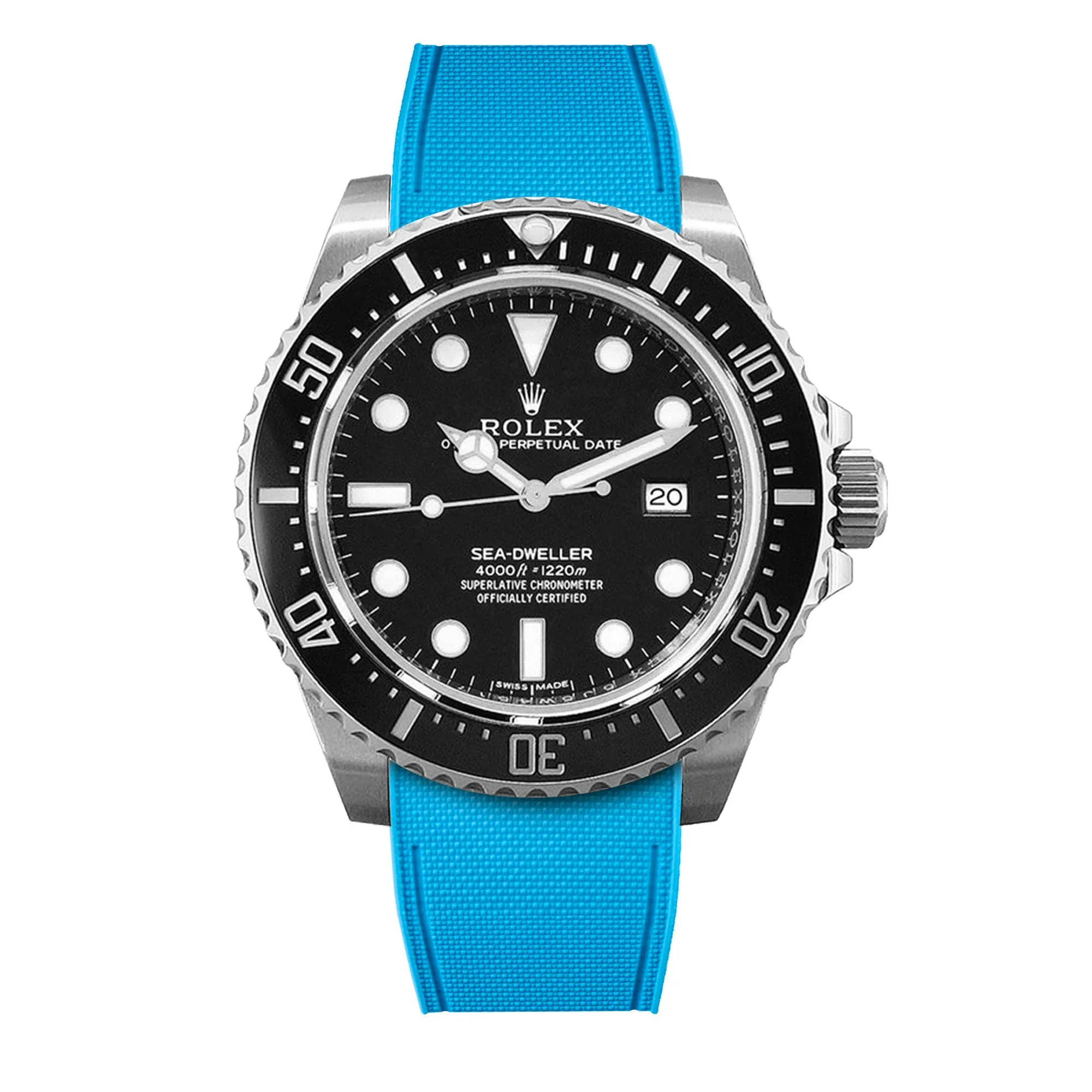 Rolex – R strap Premium - Bracelet-montre caoutchouc motif cordura pour Sea Dweller 4000, 40mm ceramique & boucle Glidelock