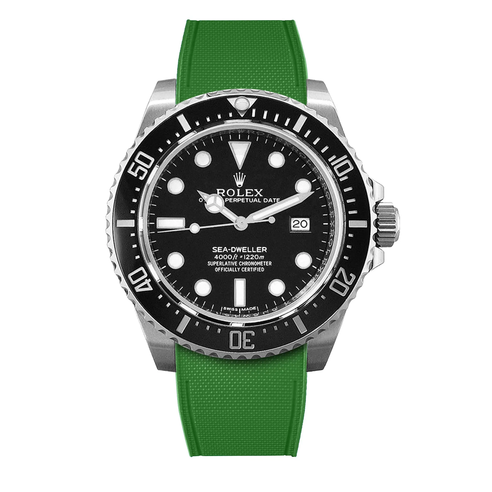 Rolex – R strap Premium - Bracelet-montre caoutchouc motif cordura pour Sea Dweller 4000, 40mm ceramique & boucle Glidelock