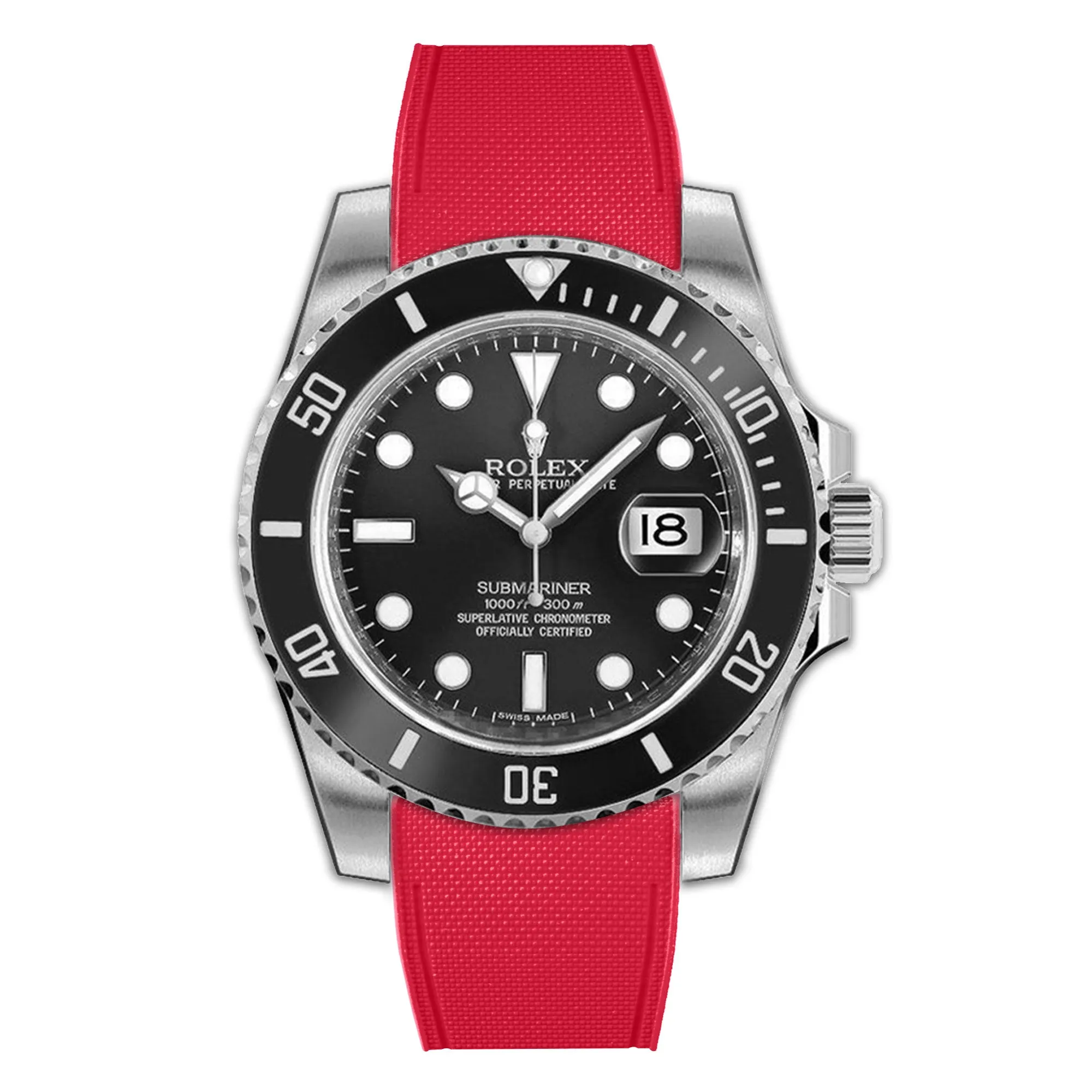 Rolex – R strap Premium - Bracelet-montre caoutchouc motif cordura pour Submariner 40mm non-ceramique (pre 2010) & boucle Oyster