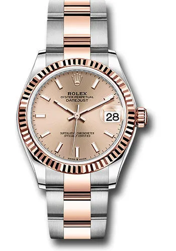 Rolex Steel and Everose Gold Datejust 31 Watch - Fluted Bezel - RosŽ Index Dial - Oyster Bracelet 278271 roio