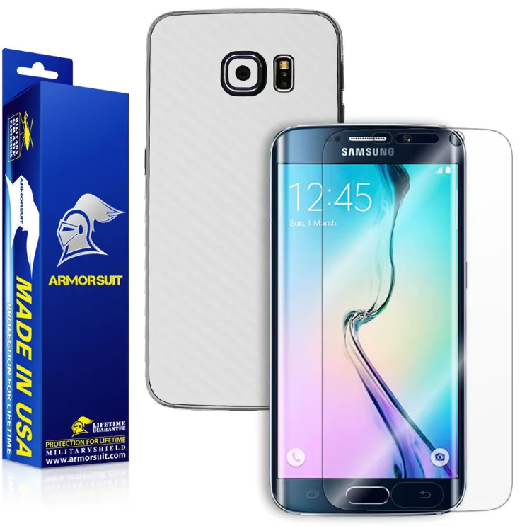 Samsung Galaxy S6 Edge Screen Protector [Full Screen Coverage]   Carbon Fiber Skin