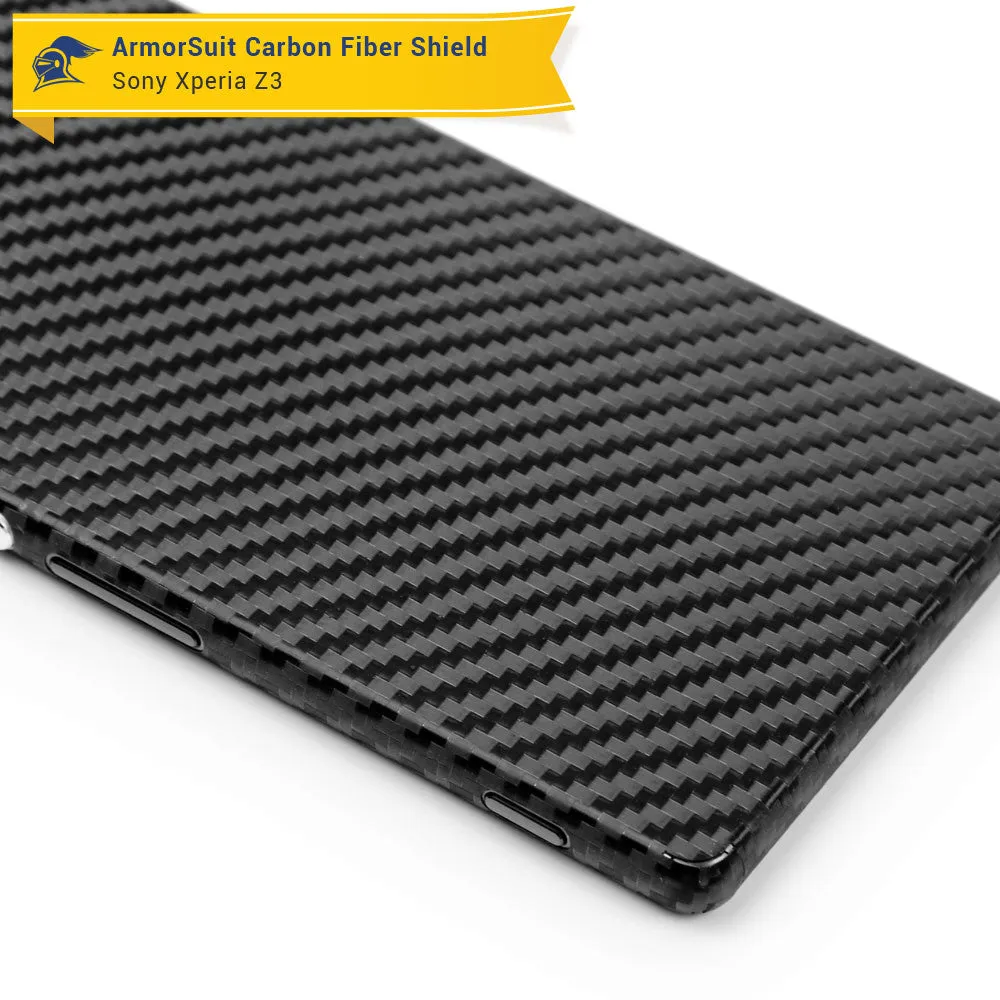 Sony Xperia Z3 Screen Protector   Black Carbon Fiber Skin