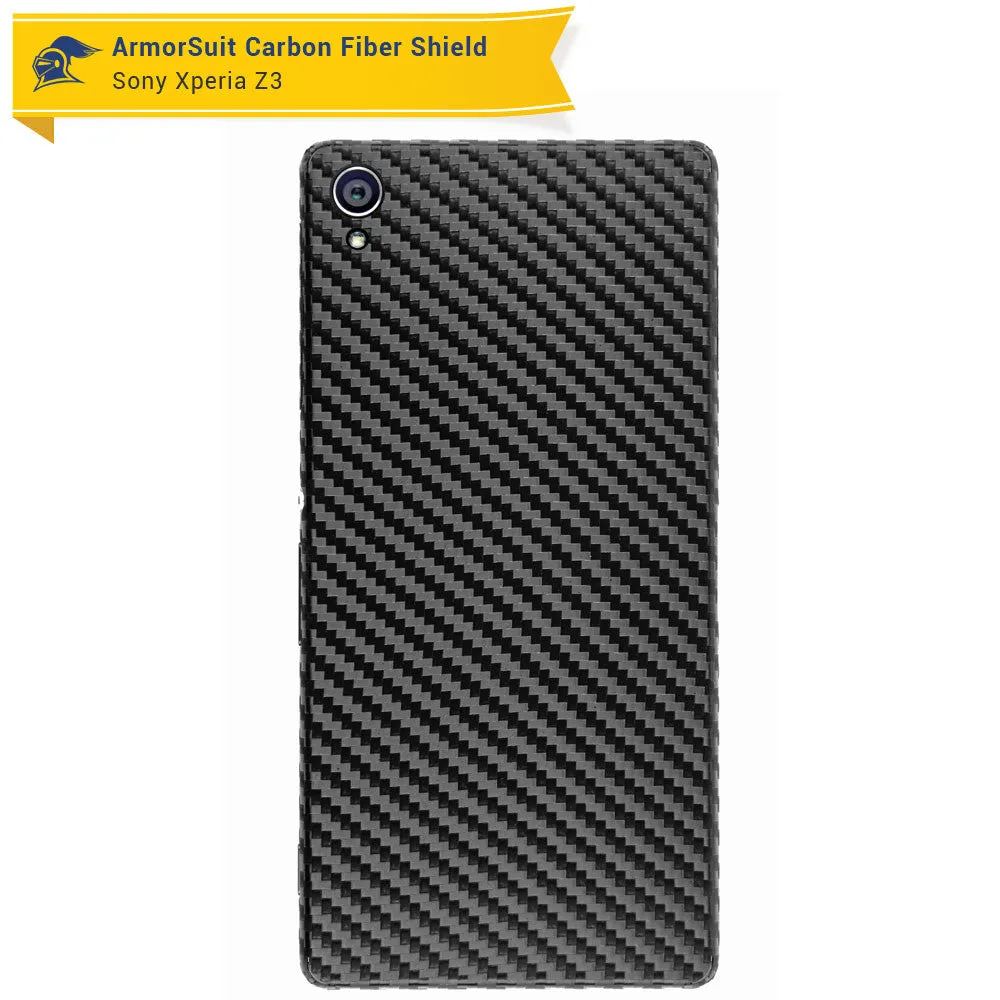 Sony Xperia Z3 Screen Protector   Black Carbon Fiber Skin