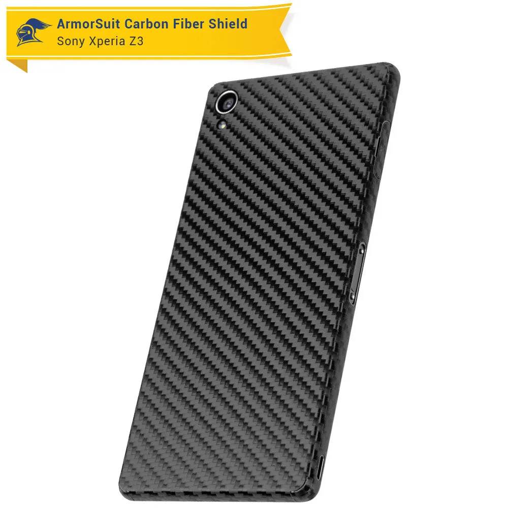 Sony Xperia Z3 Screen Protector   Black Carbon Fiber Skin
