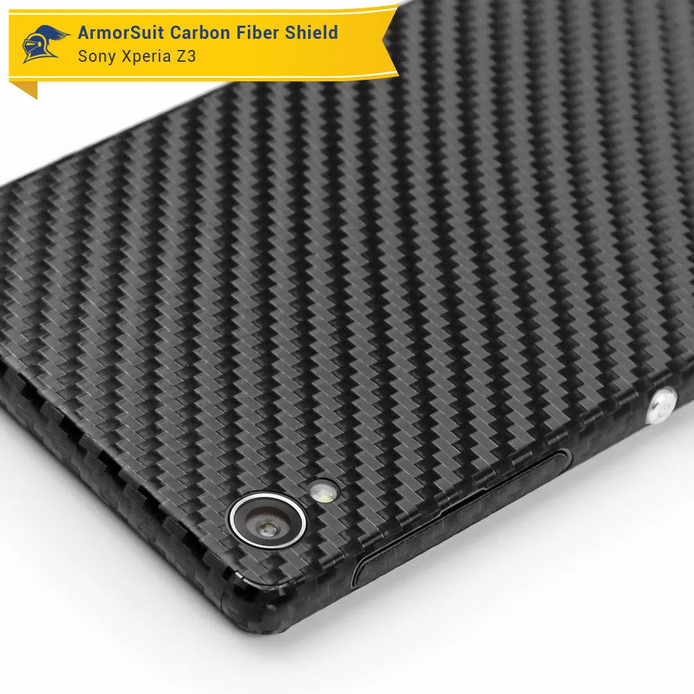 Sony Xperia Z3 Screen Protector   Black Carbon Fiber Skin