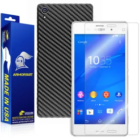 Sony Xperia Z3 Screen Protector   Black Carbon Fiber Skin