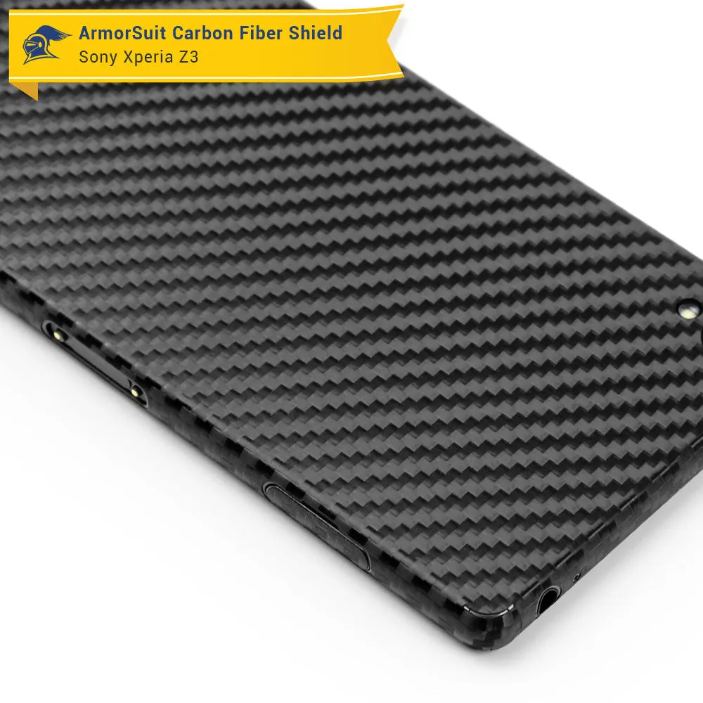 Sony Xperia Z3 Screen Protector   Black Carbon Fiber Skin