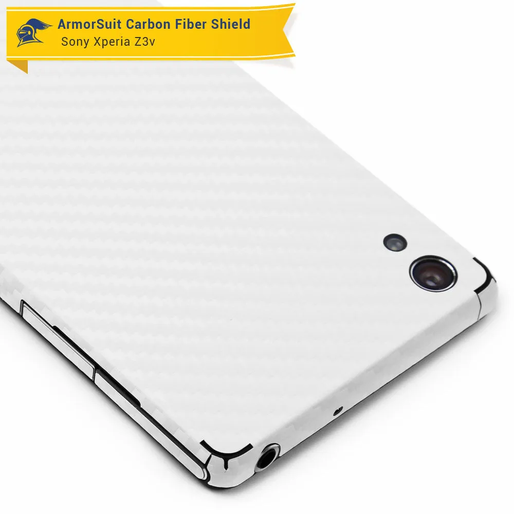 Sony Xperia Z3V Screen Protector   White Carbon Fiber Skin