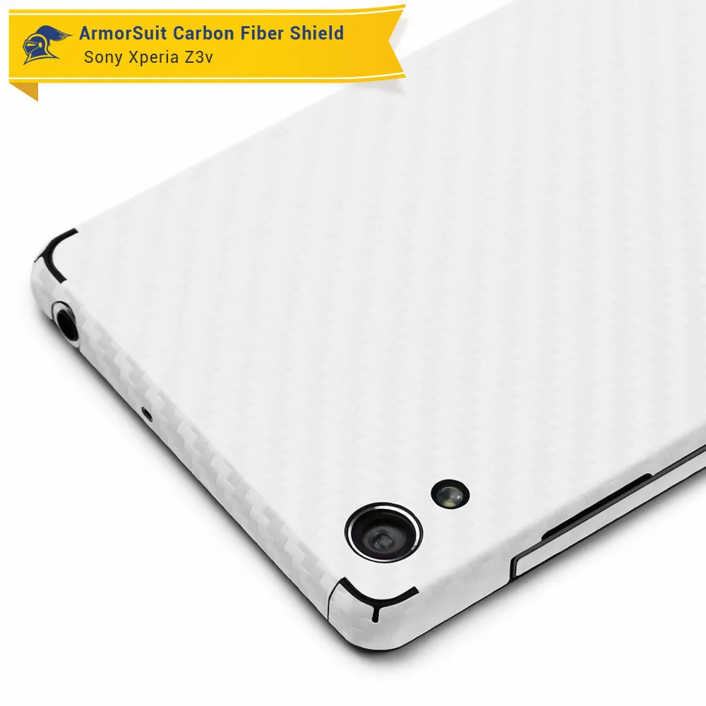 Sony Xperia Z3V Screen Protector   White Carbon Fiber Skin