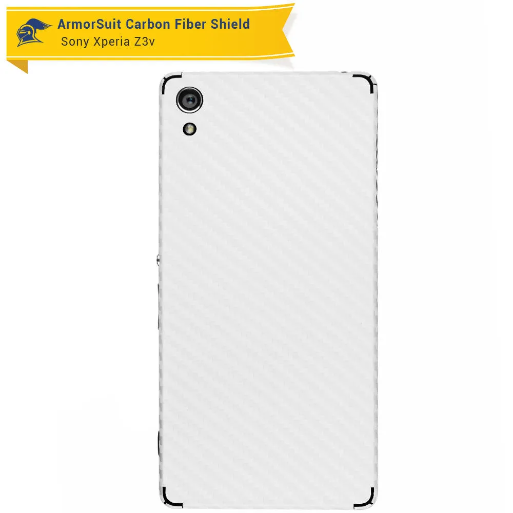 Sony Xperia Z3V Screen Protector   White Carbon Fiber Skin