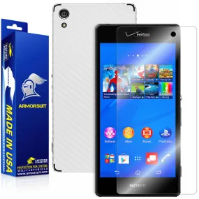 Sony Xperia Z3V Screen Protector   White Carbon Fiber Skin