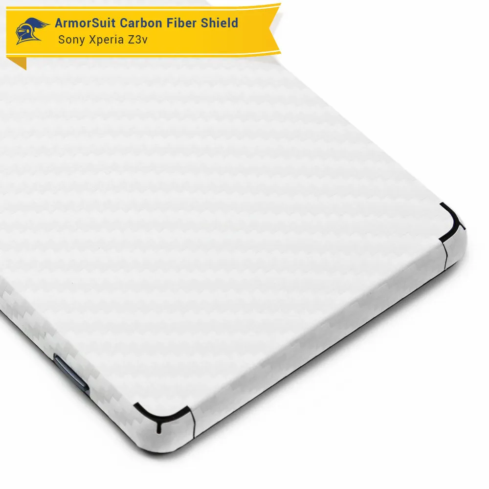 Sony Xperia Z3V Screen Protector   White Carbon Fiber Skin