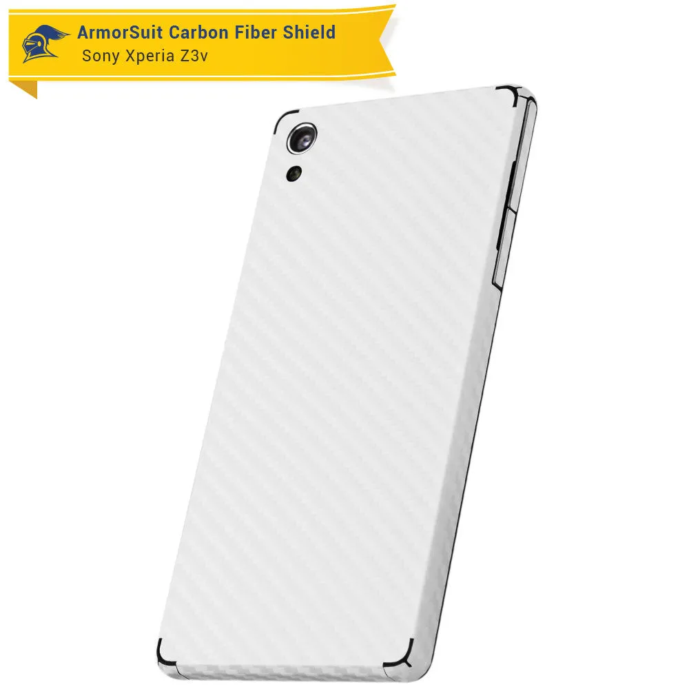 Sony Xperia Z3V Screen Protector   White Carbon Fiber Skin