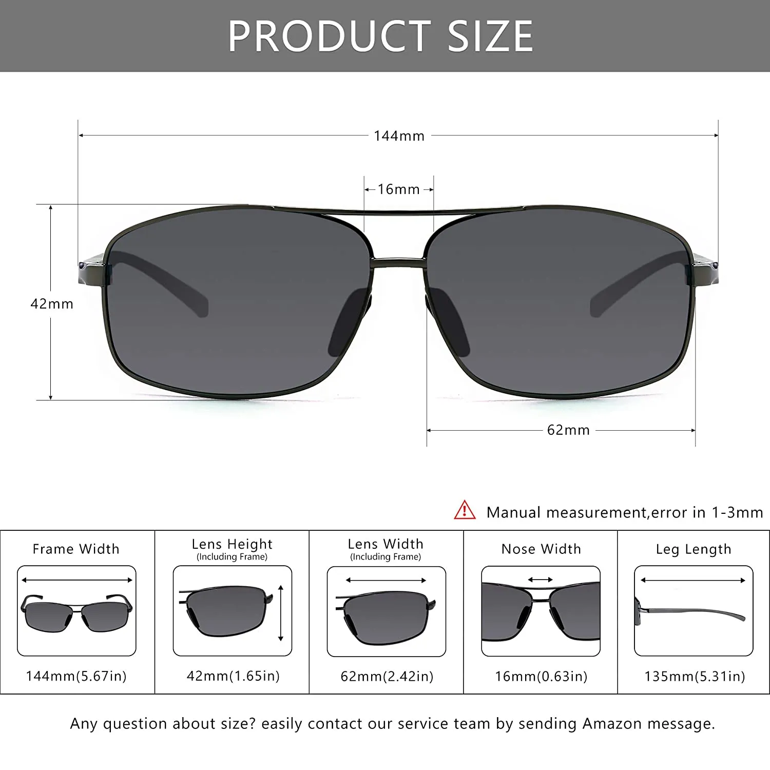 SUNGAIT Ultralight Rectangular Polarized Sunglasses UV400 Protection