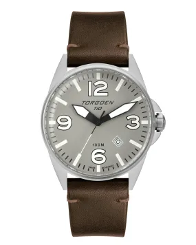 T10 Waxwing | 44mm, Brown Leather Strap